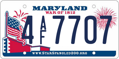 MD license plate 4AF7707