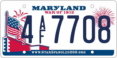 MD license plate 4AF7708