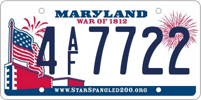 MD license plate 4AF7722