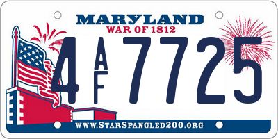 MD license plate 4AF7725