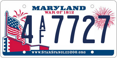 MD license plate 4AF7727
