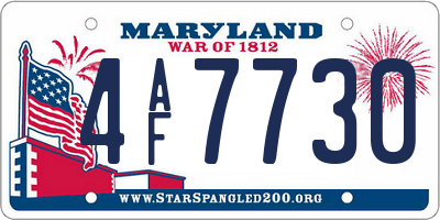 MD license plate 4AF7730