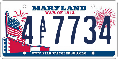 MD license plate 4AF7734