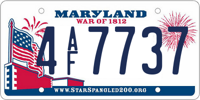 MD license plate 4AF7737