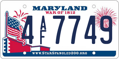 MD license plate 4AF7749