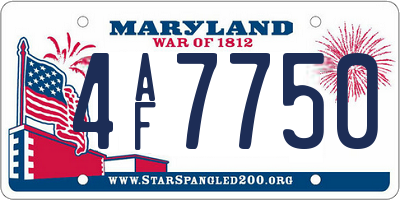 MD license plate 4AF7750