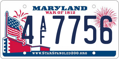 MD license plate 4AF7756
