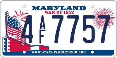 MD license plate 4AF7757
