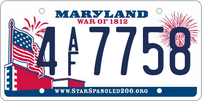 MD license plate 4AF7758