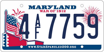 MD license plate 4AF7759