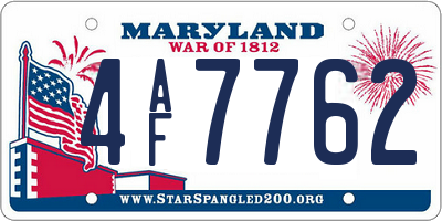 MD license plate 4AF7762