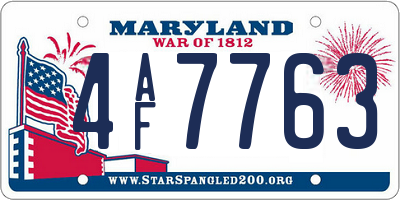MD license plate 4AF7763
