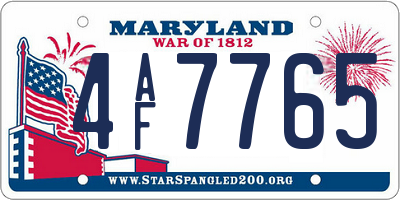 MD license plate 4AF7765