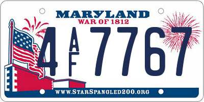 MD license plate 4AF7767