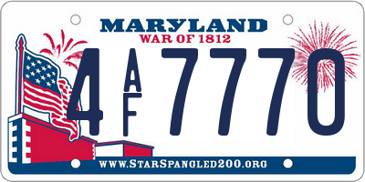 MD license plate 4AF7770