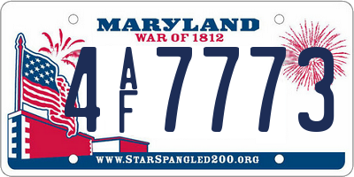 MD license plate 4AF7773