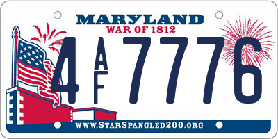 MD license plate 4AF7776