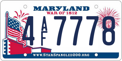 MD license plate 4AF7778