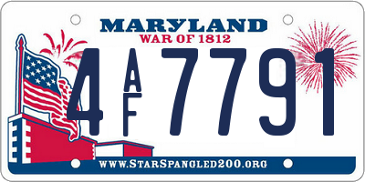MD license plate 4AF7791
