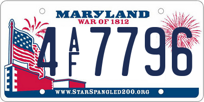 MD license plate 4AF7796