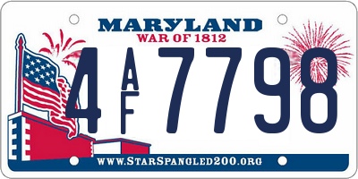 MD license plate 4AF7798