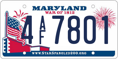 MD license plate 4AF7801
