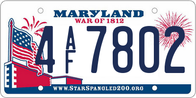 MD license plate 4AF7802