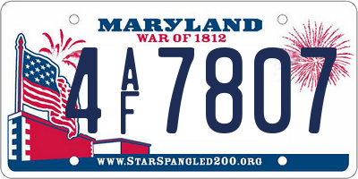 MD license plate 4AF7807