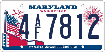 MD license plate 4AF7812