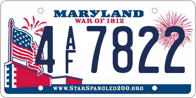 MD license plate 4AF7822