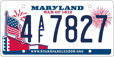 MD license plate 4AF7827