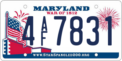 MD license plate 4AF7831