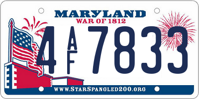 MD license plate 4AF7833