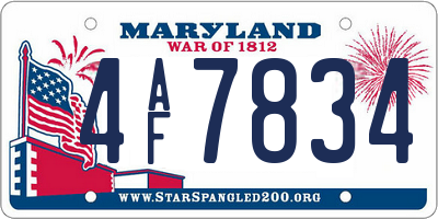 MD license plate 4AF7834