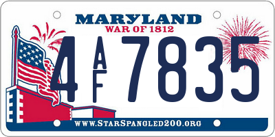 MD license plate 4AF7835
