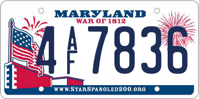 MD license plate 4AF7836