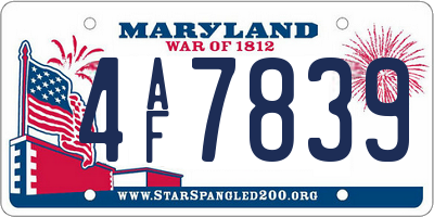 MD license plate 4AF7839