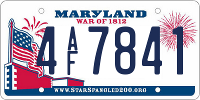 MD license plate 4AF7841