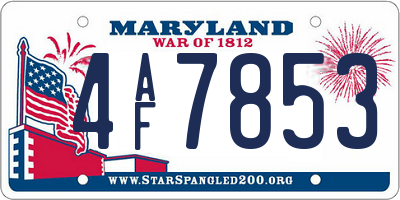 MD license plate 4AF7853