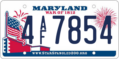 MD license plate 4AF7854