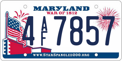MD license plate 4AF7857