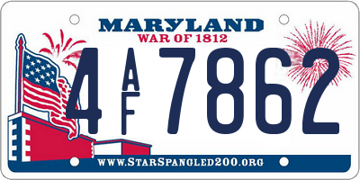 MD license plate 4AF7862