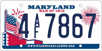 MD license plate 4AF7867