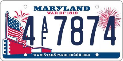 MD license plate 4AF7874