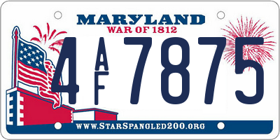 MD license plate 4AF7875