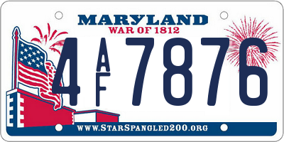 MD license plate 4AF7876
