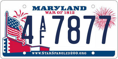 MD license plate 4AF7877