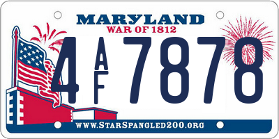 MD license plate 4AF7878