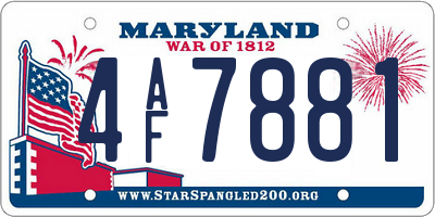 MD license plate 4AF7881