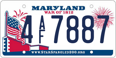 MD license plate 4AF7887